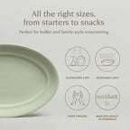 over&back Rim Stoneware Serving Platter - Elegant 1-Piece Oval Serving Platter to Complete Your Kitchen Set - 16" L x 10.8" W Semi-Matte Sage