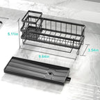 Sponge Holder for Kitchen Sink - Countertop Rustproof Stainless Steel, Sink Caddy, Kitchen Gadgets Accessories (Black)