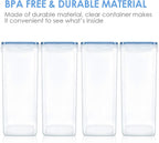 Vtopmart Extra Large Tall Airtight Food Storage Containers 4 Pieces 5.9qt / 6.5L-Plastic PBA Free Kitchen Pantry Canister for Spaghetti, Flour and Baking Supplies - Include 24 Labels, Blue