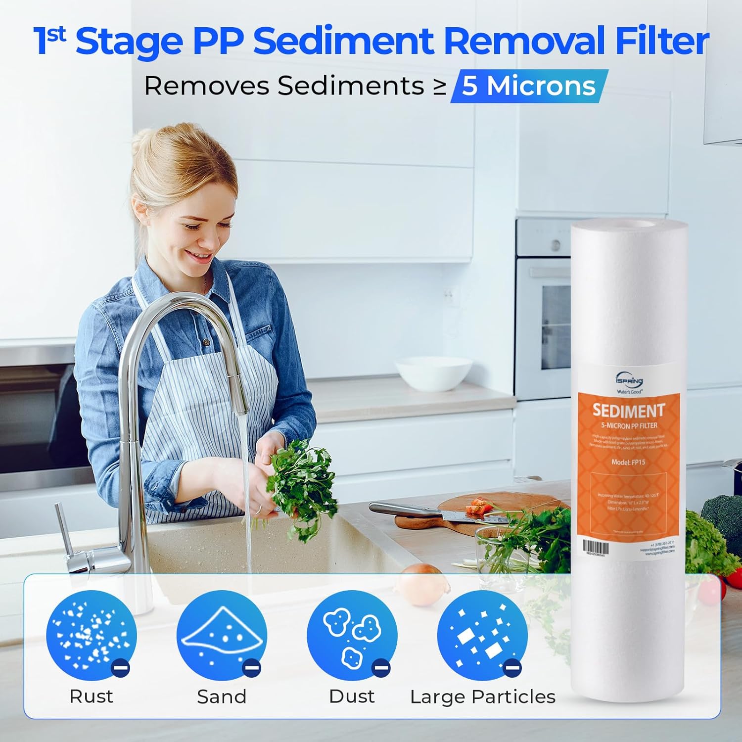 iSpring F10KU NSF Certified 1-Year Replacement Filter Set for 7-Stage RO Water Filtration Systems, Includes Alkaline Mineral & UV Filters, 10 Pieces, No RO Membrane