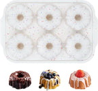 Mini Bundt Cake Pans for Baking, Silicone 6-Cavity Fluted Tube Cake Pan with Metal Reinforced Frame, Nonstick Baking Molds for Cupcake, Brownie, Donuts, Cornbread, Jello