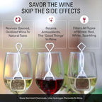 PureWine Wine Wands Purifier, 8 Wine Filters Remover Histamines Sulfite - May Reduce and Alleviate Wine Allergies & Sensitivities - Restores Taste, Perfect Wine Pour, Gifting, Holiday