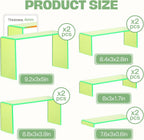 Goabroa Acrylic Display Risers, 2 Sets 10 Pcs Perfume Stand Organizer, Rectangular Acrylic Display Shelves for Figures, Cupcake, perfume, Wine Glass and Handbag, Transparent Green