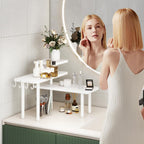 IBUYKE Countertop Organizer,3-Tier Spice Racks,Kitchen Counter Corner Shelf,4 Side Hooks,Adjustable Countertop Shelf for Kitchen, Bathroom, Coffee Bar, Cabinet, Desk,White,TLJ023W