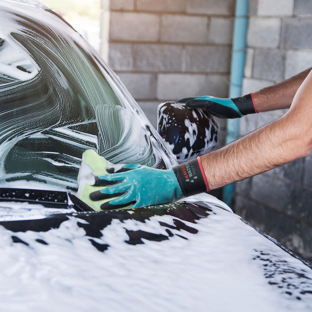 KAYGO Waterproof Work Gloves for Men and Women, Rubber Coated Non-slip Working Gloves for Garden, Outdoor Construction,KG150,Blue,L