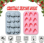 2 Pcs Christmas Tree Silicone Molds, 6 Types 12 Cavity Christmas Tree Shaped Candy Baking Moulds, for Chocolate Jelly Soap Fondant Candy Candles Pastry Gummies Cake DIY Decorating