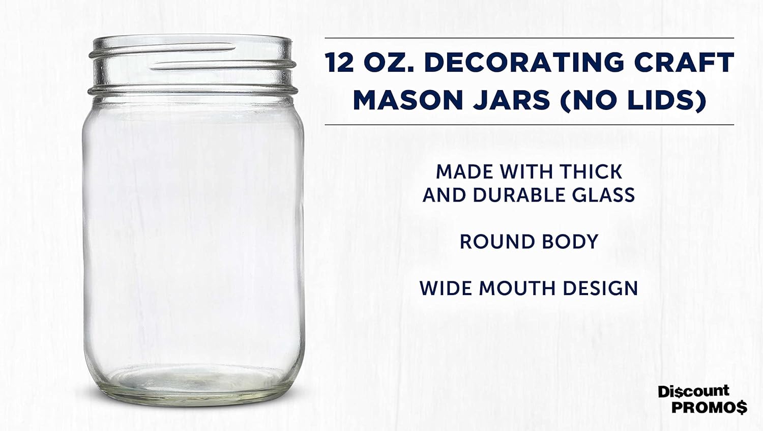 DISCOUNT PROMOS Decorating Mason Jars 12 oz. Set of 10, Bulk Pack - Glass Jars for Overnight Oats, Candies, Fruits, Pickles, Spices, Beverages - Clear