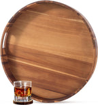 Extra Large Tray for Ottoman 22" Wooden Tray Ottoman Trays Large Acacia Wood Serving Tray with Handles Wooden Trays for Party, Food Serving, Breakfast, Dinner, Coffee Tea, Appetizers