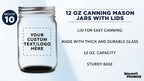 DISCOUNT PROMOS 10 Decorating Mason Jars Set, 12 oz. - Customizable Text, Logo - Canning, Aluminum Lid - Black