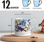 Ceramic Coffee Cappuccino Mug, 13 oz Classical Flower Mugs Vintage Floral Cups Aesthetic Mug Tea Cup, Perfect for Tea, Cocoa, Latte - Gifts for Women Men Dad Mom (White)