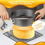 Springform Cake Pan Set – 3 Piece Nonstick 7, 8, 9 Inch Round Cheesecake Pans for Baking, Leakproof Cake Molds for Mousse, Birthday Layer Cakes, Quiche, Pizza & More