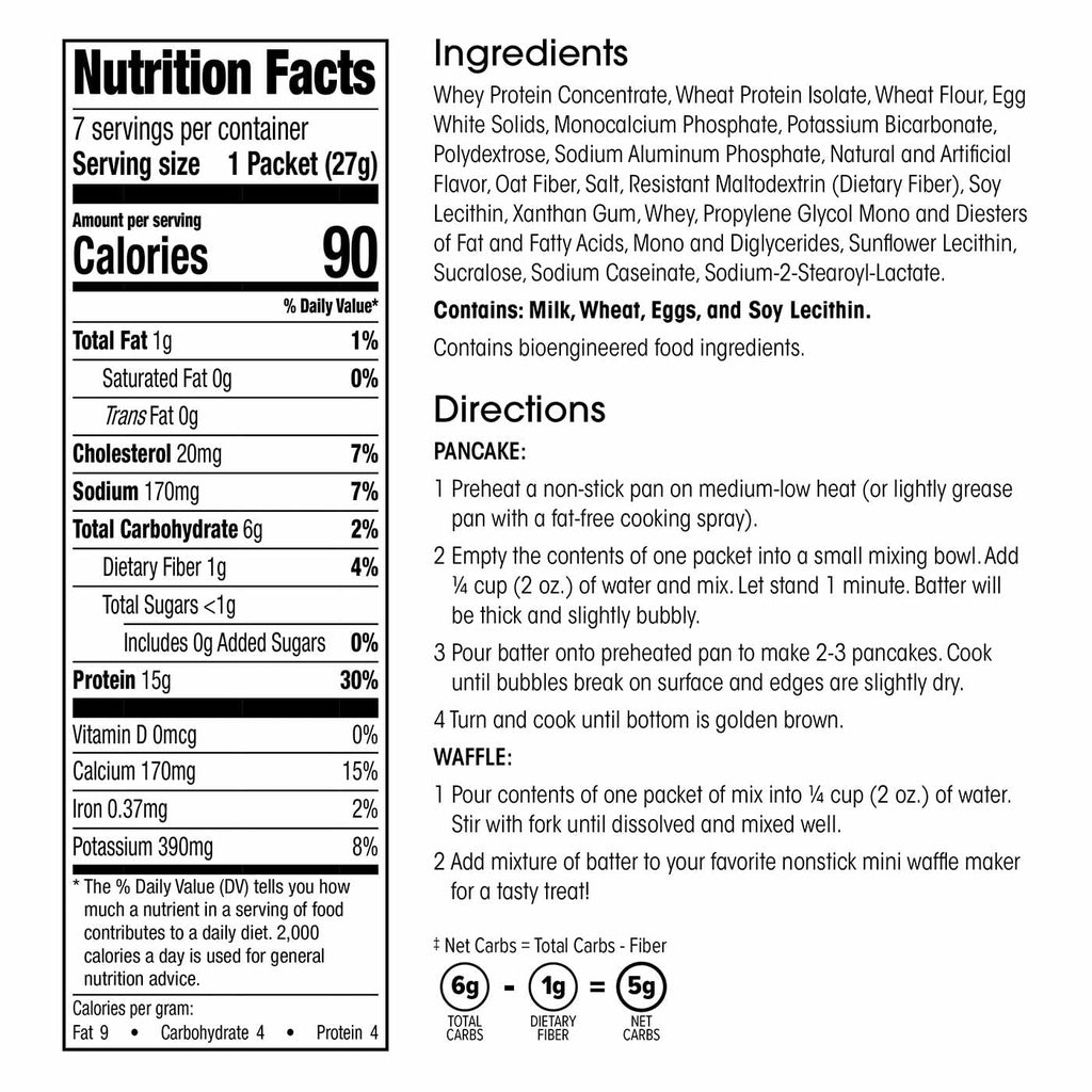 Wonderslim Protein Pancake & Waffle Mix, Original, Low Sugar & Low Calorie (7ct)