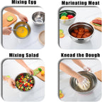 Lazycorner Stainless Steel Mixing Bowls with Airtight Lids Set of 7 Stainless Steel Bowls Set with 3 Grater Attachments Great for Serving & Baking