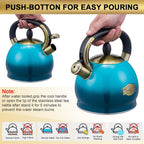Whistling Tea Kettle Stove Top Teapot, Stainless Steel Teakettle (2.8 QUART, Blue)