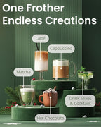 Elementi Matcha Whisk - Electric Milk Frother & Drink Mixer Handheld - Matcha Frother Wand - Protein Mixer & Electric Whisk For Coffee - Make Creamy Lattes at Home (Emerald Green)