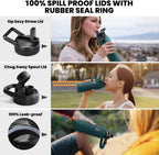 Insulated Water Bottle 40 oz, Triple Wall Vacuum Stainless Steel (Cold for 48 Hrs), Leak Proof & Non-BPA, Modern Water Flask Jug with Paracord Handle & Straw Spout Lids, Dark Green