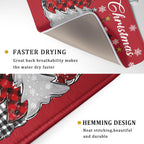 Merry Christmas Dish Drying Mats for Kitchen Counter 18x24 Inch Christmas Tree Snowflake Mat Xmas Buffalo Plaid Dish Rack Mat Reversible Absorbent Dishes Pad Kitchen Accessories for Counter tops