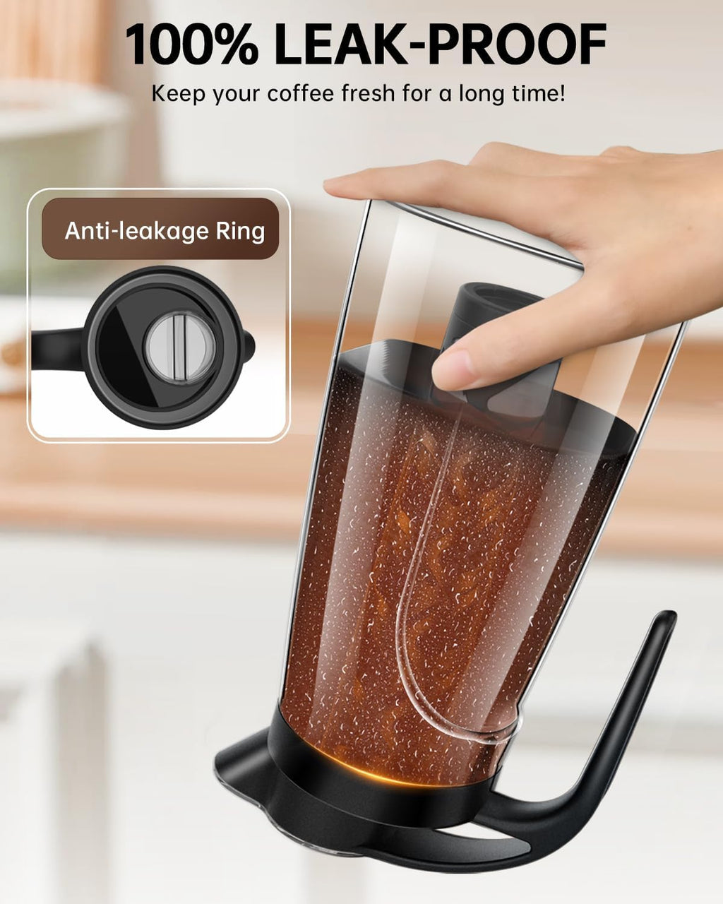 Cold Brew Coffee Maker, 70 oz (2100 ml) BPA Free Tritan Pitcher, Iced Coffee Maker and Tea Brewer, 100% Leak-Proof, Easy to Clean Reusable Mesh Filter, Black