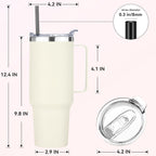 HASLE OUTFITTERS 40 oz Stainless Steel Tumbler with Handle, Vacuum Insulated Tumblers Bulk, Reusable Double Wall Travel Coffee Mug, Durable Powder Coated Water Bottle(Beige, 1)