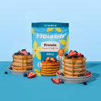 Flourish Protein Pancake & Waffle Mix, with Whey Protein & Flax Seed, No Added Sugar, High in Protein & Fiber - Just Add Water - Vanilla Flavour, 430g (2 Pack) - Made in Canada