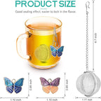 Tea Infuser Set with Dual Butterfly Pendants - NSTaygate Premium Tea Strainers for Loose Tea 304 Stainless Steel Tea Ball