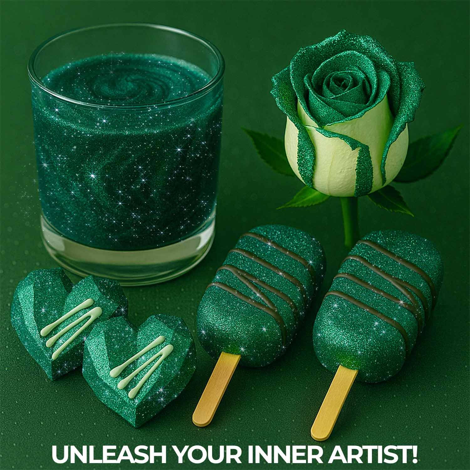 Bulk 20g Dark Green Edible Glitter for Drinks | Premium Edible Glitter for Cakes, Cocktails, Dark Green Cake Decorating Decorations Food Grade, Vegan, Kosher, Halal, Gluten Free - Made in USA