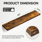 BAYKA Floating Shelves, 48" Wall Mounted Rustic Wood Shelves for Bathroom, Bedroom, Living Room, Kitchen, Office, Hanging Shelf for Books/Storage/Decor(Rustic Brown,Set of 2)