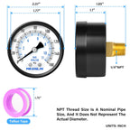 MEANLIN MEASURE 0-160Psi Well Pump Pressure Gauge 1/4" NPT 2" FACE DIAL for Air Compressor RV Regulator Water Pressure Tester Back Mount, with Teflon Tape