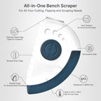 Nextrend BakerScraper – 5-in-1 Flexible Bowl Scraper, Bench Scraper and Dough Scraper with Stainless Steel Edge, Ruler & Herb Stripper – BPA Free, Dishwasher Safe - Blue