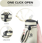 GOSWAG Insulated Sports Water Bottle, 24oz 2 Lids(with Straw/No Straw), Stainless Steel Water Bottles with Paracord Handle, Insulated Bottle with Double-Wall Vacuum Insulation