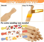 50Pcs Wooden Mini Rolling Pin, 5.5 Inches Mini Rolling Pin for Crafts, Small Dough Rolling Pins for Imaginative Play and Baking Pastry Pizza Cookie Create, Halloween and Christmas Presents