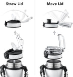 GOSWAG Insulated Sports Water Bottle, 24oz 2 Lids(with Straw/No Straw), Stainless Steel Water Bottles with Paracord Handle, Insulated Bottle with Double-Wall Vacuum Insulation