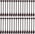 200 Pcs Coffee Cocktail Stirrer Stick Spoon Disposable Plastic Mini Stir Cup Drink Kitchen Dining Coffee Tea Spoon, Utensils Accessories Bar Restaurant, Brown