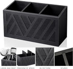 Utensil Holder Caddy with 3 Compartments, Wooden Flatware Cutlery Storage Organizer Box Countertop for Silverware Fork Spoon Spatula