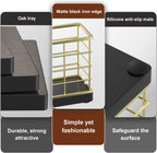 Wican Vertical Stance Bathroom Napkin Holder Takes Up Less Space for Small Guest Bathroom Oak and Iron Towel Tray for Powder Room Wooden Basket for Disposable Paper Hand Towels Golden and Black