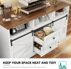 YITAHOME Buffet Cabinet with Drawers, 59" Large Sideboard Buffet Storage Cabinet with Shelves and Doors, Modern Farmhouse Coffee Bar Station Wood Kitchen Table for Kitchen, Dining Room, White