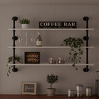 Industrial Pipe Shelving Rustic White Pipe Wall Shelves Industrial Shelves with Wood Planks Floating Shelves 48 Inch Farmhouse Bathroom,Kitchen Shelving Wall Mounted