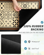 AMOAMI Coffee Mat Hide Stain Rubber Backed Absorbent Dish Drying Mat for Kitchen Counter - Fits Under Coffee Maker or Machine - Khaki 17x31.5