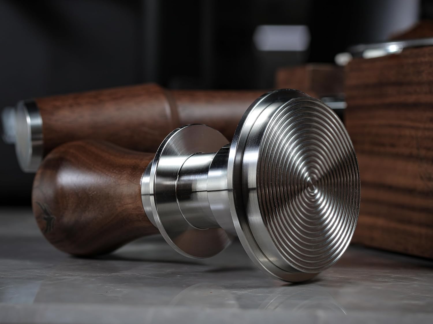 Espresso Tamper Kit 54mm for Breville Machines with Walnut Bottomless Portafilter, Distribution Tool, Leather Tamping Mat Organizer & Coffee Machine Scale