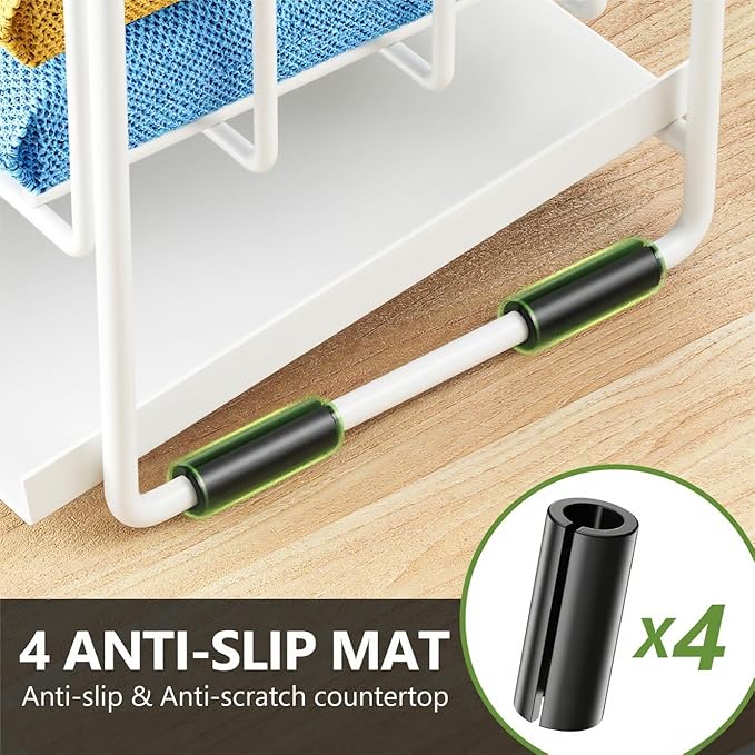 Cisily White 2-Tier Kitchen Sink Caddy Organzier Rack with Flexible Dish Brush Holder, Sponge Holder for Kitchen Sink Countertop Organization Storage,Home Decor Accessories