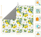 Tropical Lemon Leaves Dish Drying Mat, Highly Absorbent Microfiber Kitchen Counter Pad Reusable Washable, 16*18"