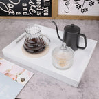 White Serving Tray for Coffee Table, Rectangular Plastic Decorative Tray with Handles for Entertaining, Outdoor Patio, Living Room, Ottoman, Bathroom Counter, 11.8”*15.7”*1.6”