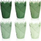 180Pcs Sage Green Tulip Cupcake Liners Gradient Green Muffin Baking Cups Cupcake Wrappers for Wedding Bridal Shower Spring Holiday Party Supplies