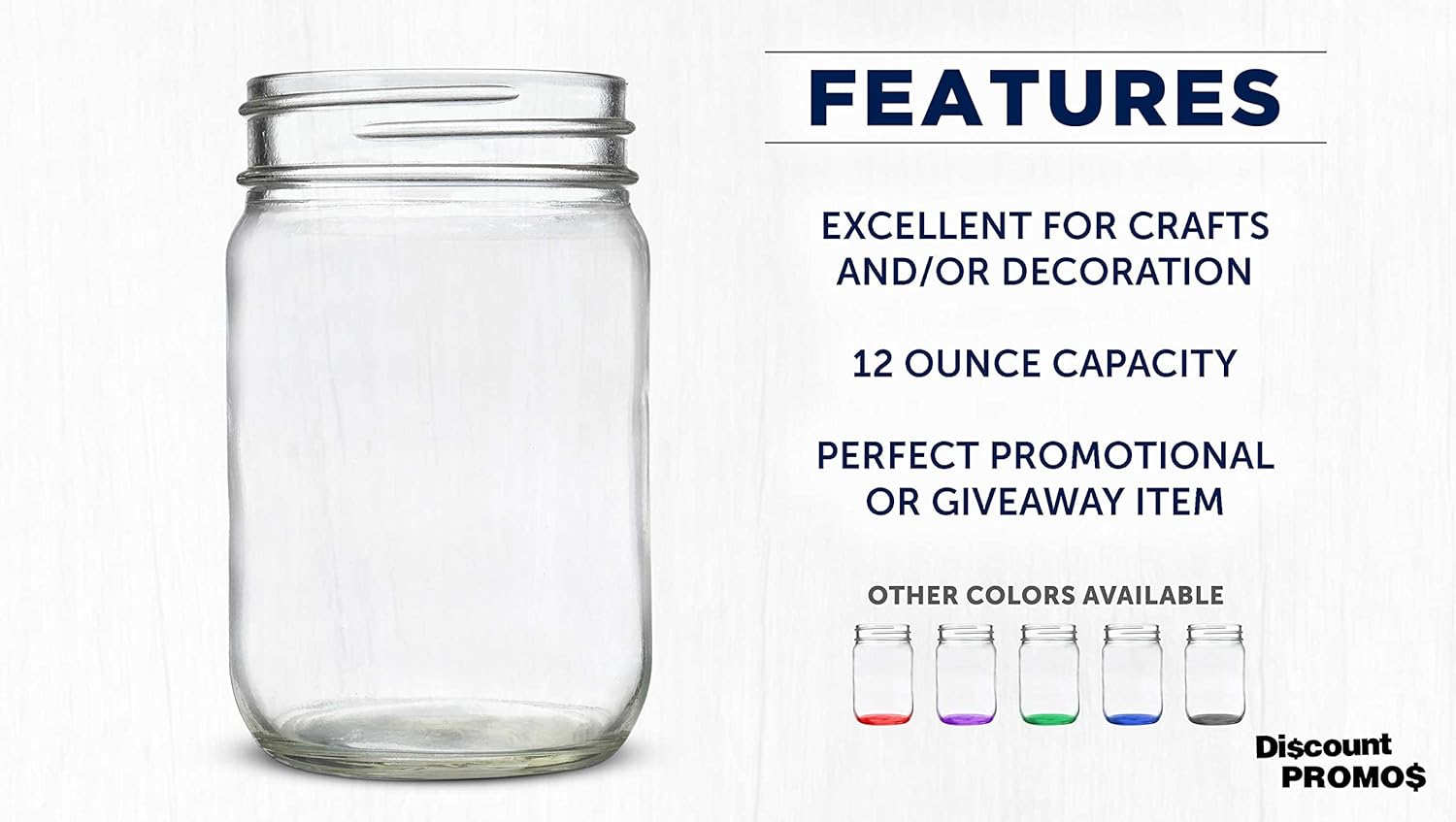 DISCOUNT PROMOS Decorating Mason Jars 12 oz. Set of 10, Bulk Pack - Glass Jars for Overnight Oats, Candies, Fruits, Pickles, Spices, Beverages - Clear