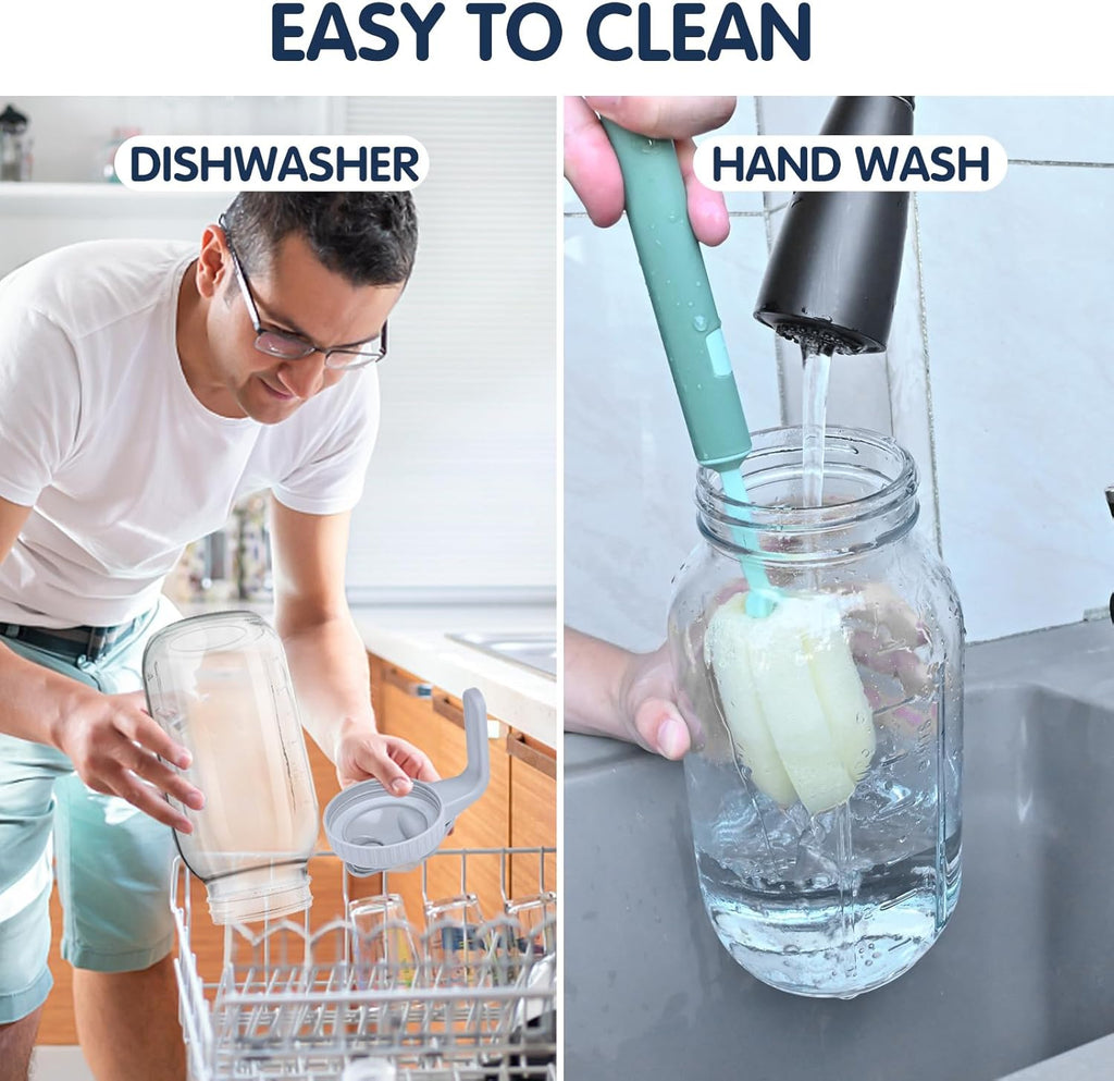 Glass Pitchers with Lid, Set of 2, 64OZ Leak-Proof Airtight Mason Jars, Wide Mouth Water Jugs for Cold Brew Coffee, Iced tea, Milk, Food Storage, Sun Tea Jar.