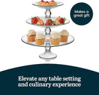 Libbey Selene 3 Tier Serving Stand Set, Elegant, Curvy Style Glass Dessert Stand, Dishwasher Safe 3 Tiered Dessert Stand for Fruit and Candy bowls