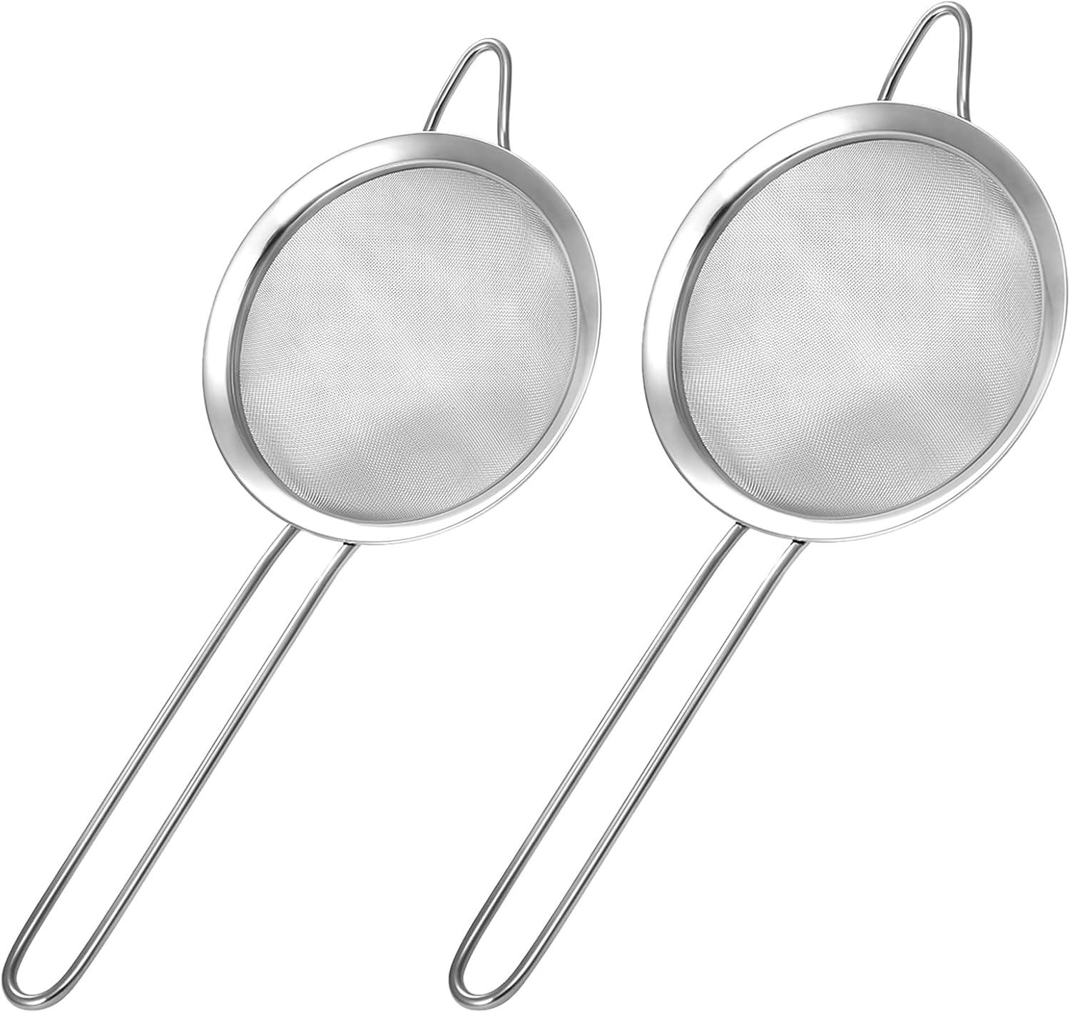 2 Pack Fine Mesh Strainer, Small Stainless Steel Sieves with Handles, for Steeping Loose Leaf Tea, Straining Cocktail, Juice and Sifting Flour, Powdered Sugar (2pcs)