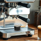 Espresso Cups Set of 2, 4 OZ Espresso Shot Glass with Handle V-Shaped Mouth, Ribbed Milk Frothing Pitcher, Glass Measuring Cup,Cappuccino Cup, Coffee Bar Accessories (Clear)