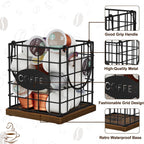 YINMIT K Cup Holder Organizer, Rustic Coffee Pod Holder Organizer, 35 Kcup Holder for Counter with Handle，Large Capacity Black Wire Coffee Capsule Basket for Kitchen Office Desktop (Square Grid)