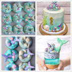MEMOVAN Mermaid Theme Cake Fondant Mold 3pcs Seahorse Seashell Starfish Mermaid Tail Under the Sea Silicone Baking Mold for Chocolate Candy Cake Decoration Polymer Clay Gum Paste Craft
